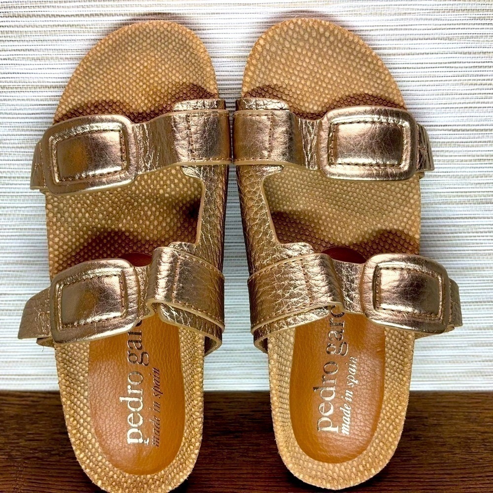 Pedro GARCIA Arielle Snake & Croc Embossed Buckle Slide Sandal In Hazelnut - Picture 3 of 14
